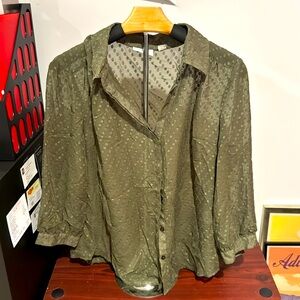 Army Green 3/4 Sleeve Blouse